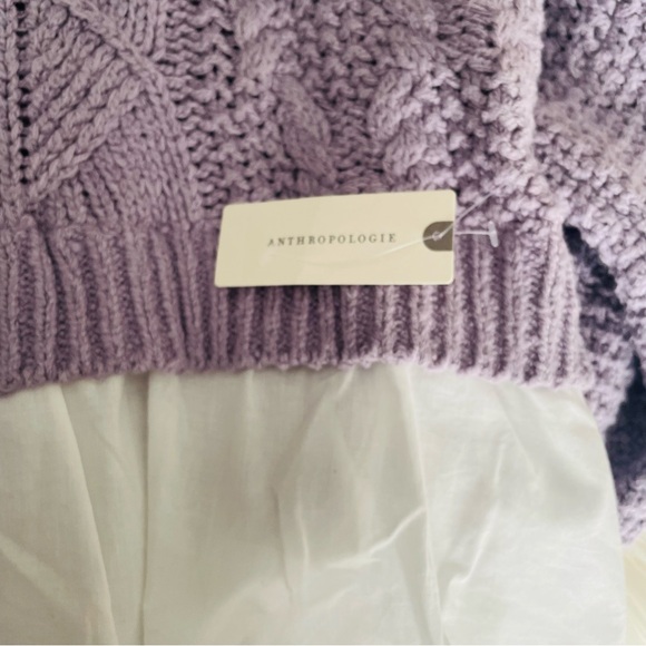 ANTHROPOLOGIE NWT Maeve Layered Peplum Turtleneck Light Purple & White - Picture 16 of 16